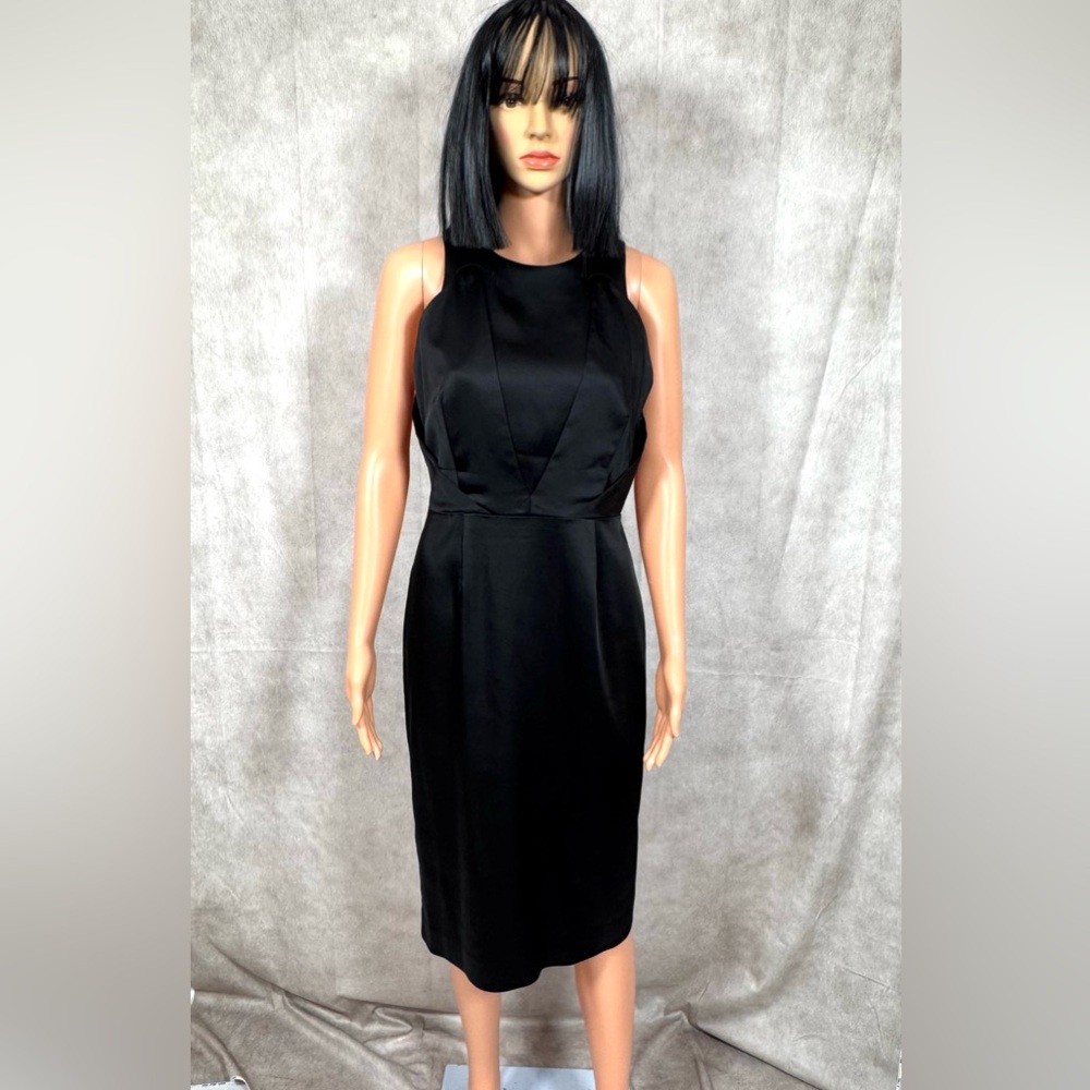 Tahari ASL Black Halter Sheath Dress Midi